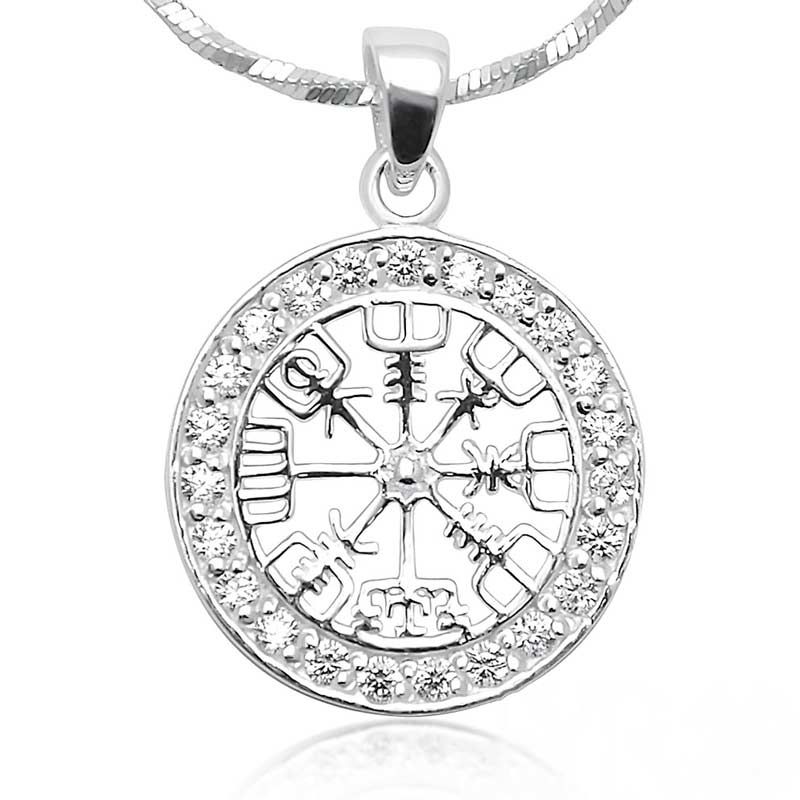 Frøyas Vegvisir - Sølvanheng m/Cubic Zirconia
