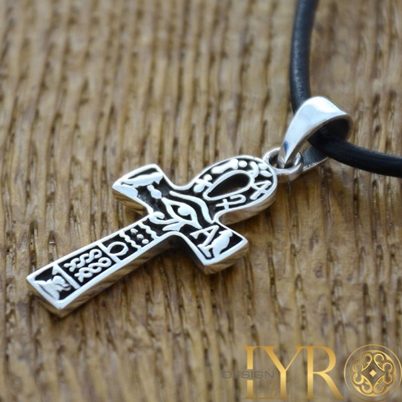 Ankh med Hieroglyfer - Sølvanheng