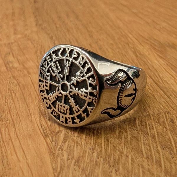 Hovedbilde Vegvisir med runesirkel - Stålring